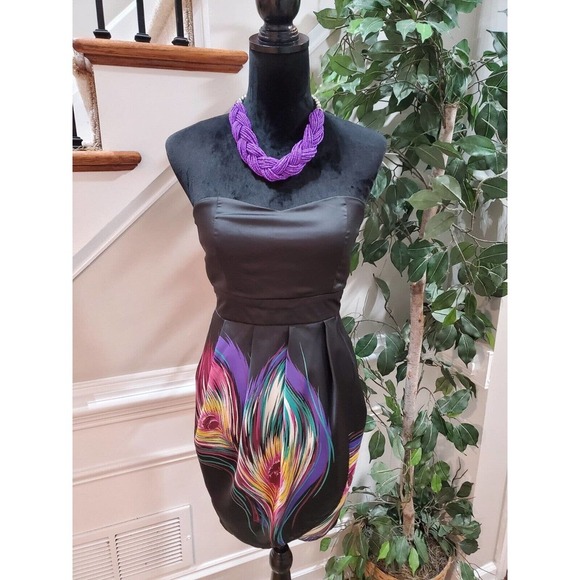 Twenty One Womens Black Off The Shoulder Sleeveless Back Zip Short Dress Medium - Picture 1 of 12